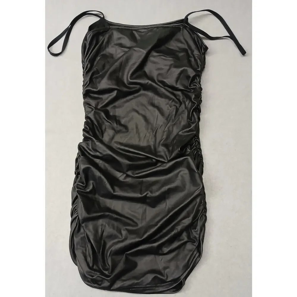 Shein (Large) Women's Black Leather Strap Mini Dress - Picture 6 of 7